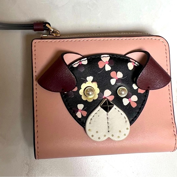 New with Tag 🐶Kate Spade Blush and Burgundy Dog Wallet - Picture 1 of 9